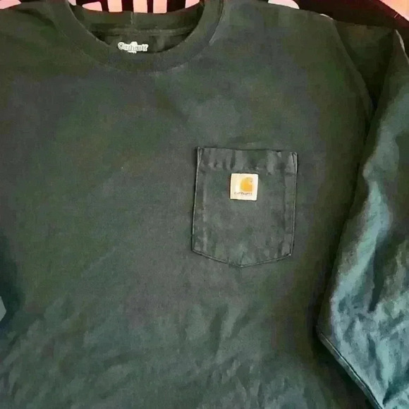 Carhartt 3xl (30 P2P) Big Sized Green π Longsleeve T with Pocket - Picture 2 of 4